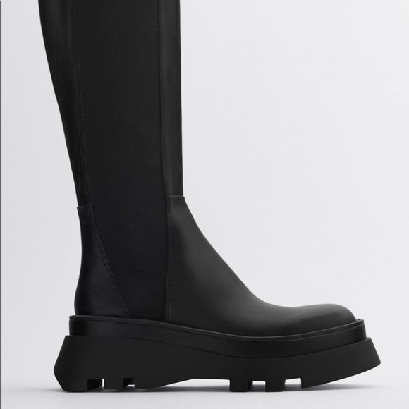 Zara Black Lug Sole Boots NWT - Picture 16 of 16